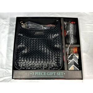 BCBGeneration 3-Piece Faux Weave Hobo Crossbody Bag Gift Set